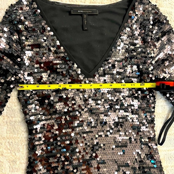 BCBGMaxAzria Black Sequin Bodycon Midi Dress - Picture 12 of 15